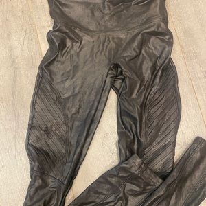 Black faux leather Spanx leggings